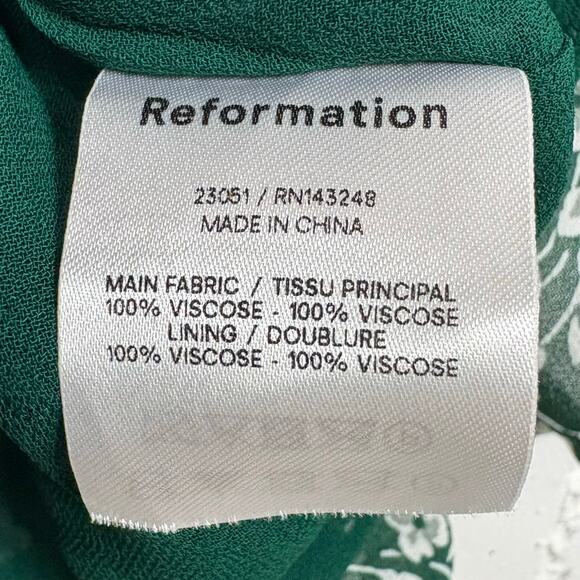 Reformation Esther Green Floral Mini Dress Ruffle Scoop Neck Adjustable Straps 0 - Picture 5 of 14